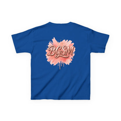 BGSM Kids T-Shirt - "Happy Easter" Colorful Block Letters Tee (Back BGSM Watercolor Accent)