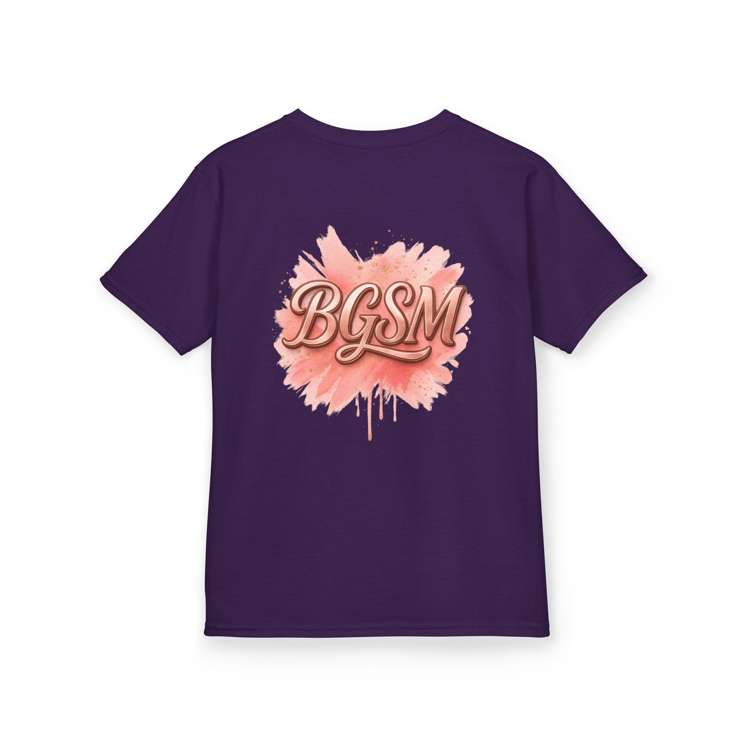 BGSM Kids T-Shirt - "Happy Easter" Colorful Block Letters Tee (Back BGSM Watercolor Accent)