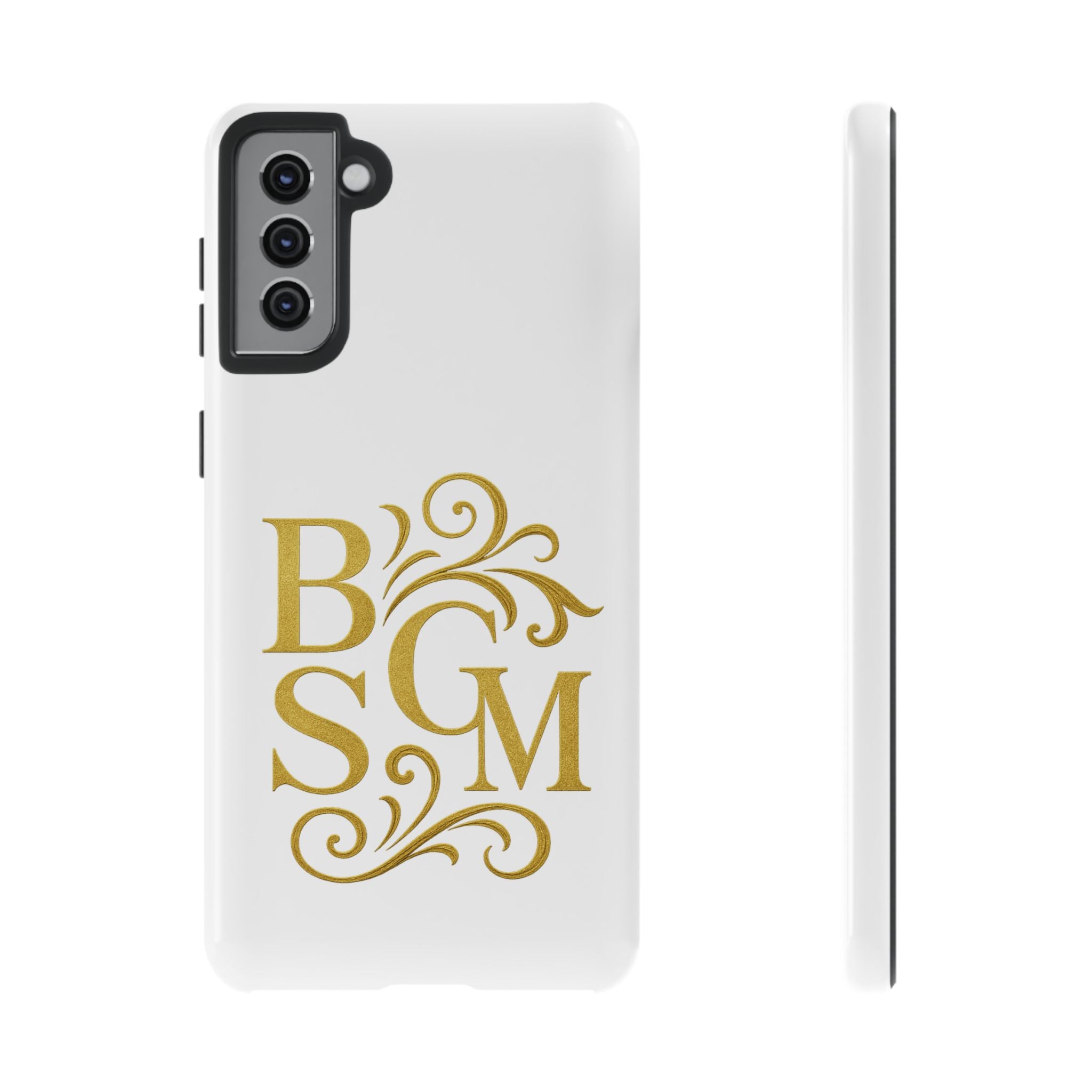 Monogram Tough Case – Elegant Gold B S G M Flourish Phone Case