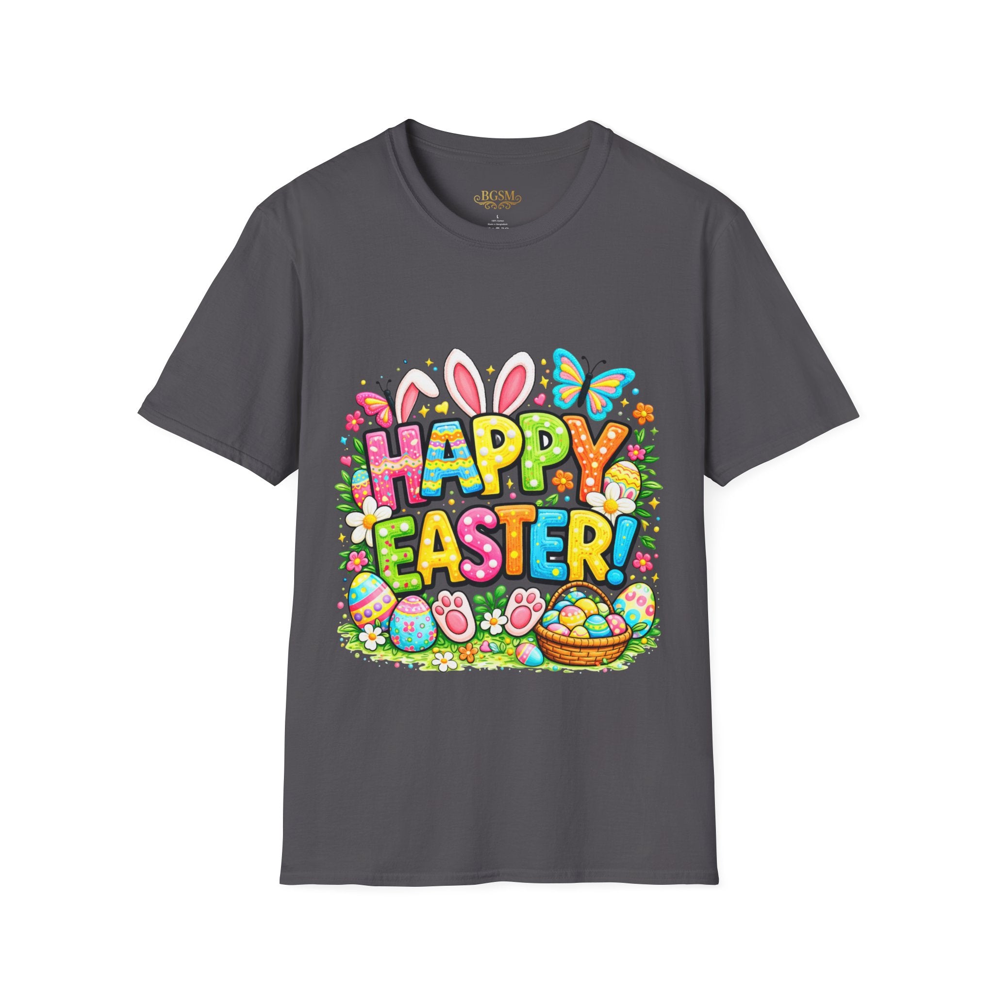 BGSM Easter Bunny Graphic T-Shirt — "Happy Easter" Colorful Holiday Tee