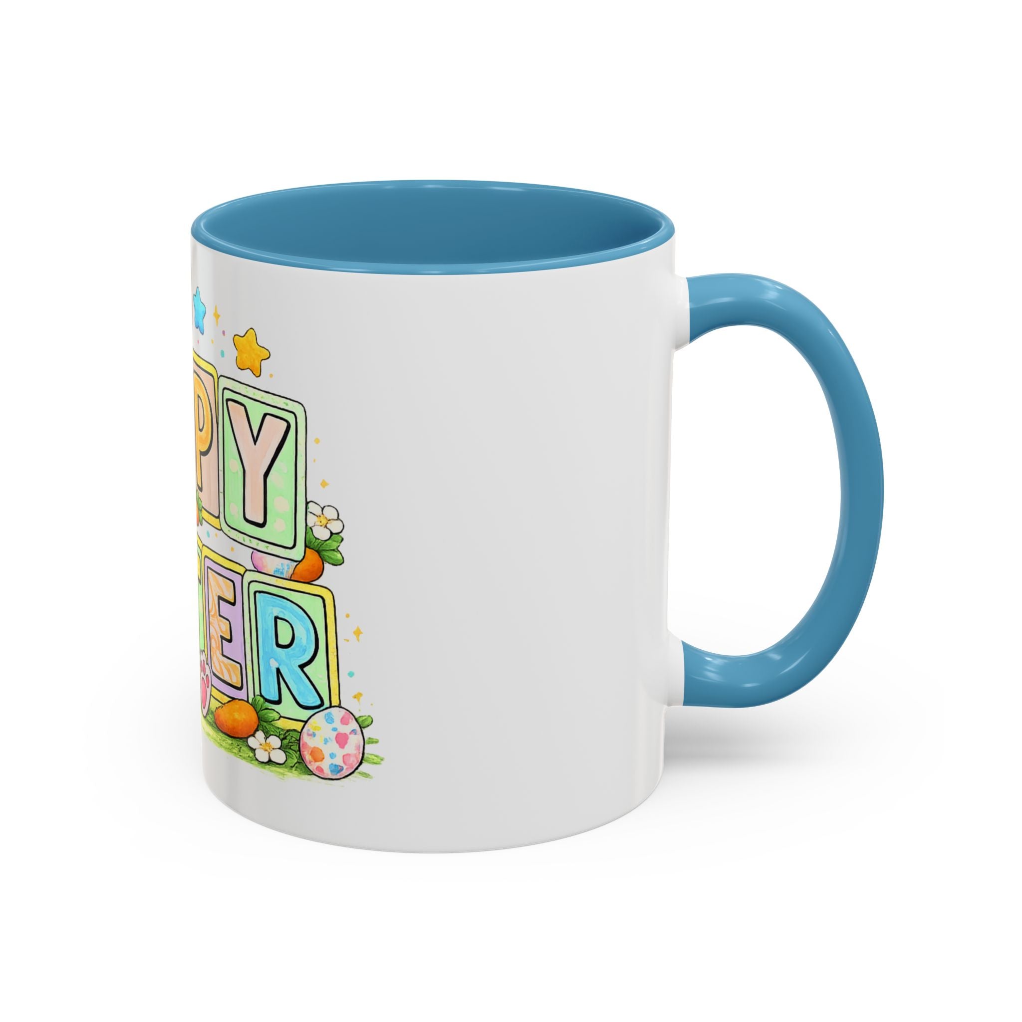 Happy Easter Accent Coffee Mug – Festive Bunny &amp; Egg Holiday Coffee Cup