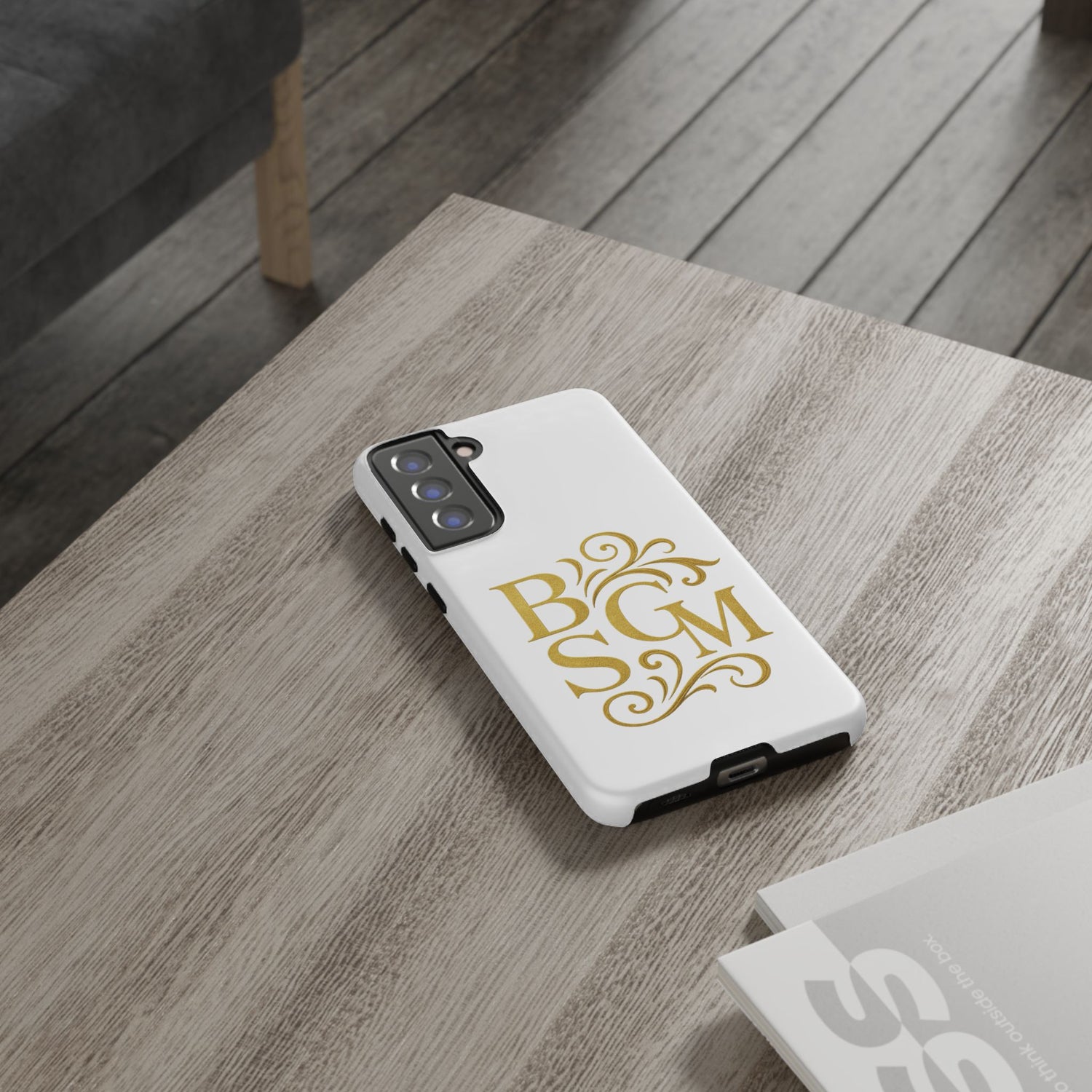Monogram Tough Case – Elegant Gold B S G M Flourish Phone Case