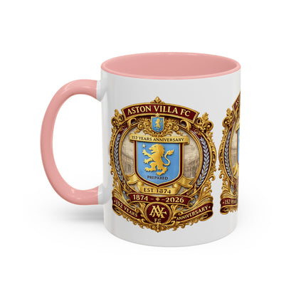 Aston Villa Crest Coffee Mug – 1874–2026 Anniversary Accent Mug (11/15 oz)