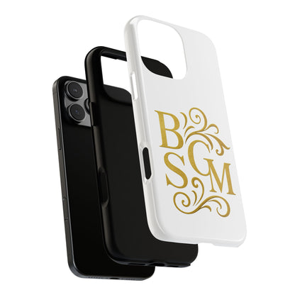 Monogram Tough Case – Elegant Gold B S G M Flourish Phone Case