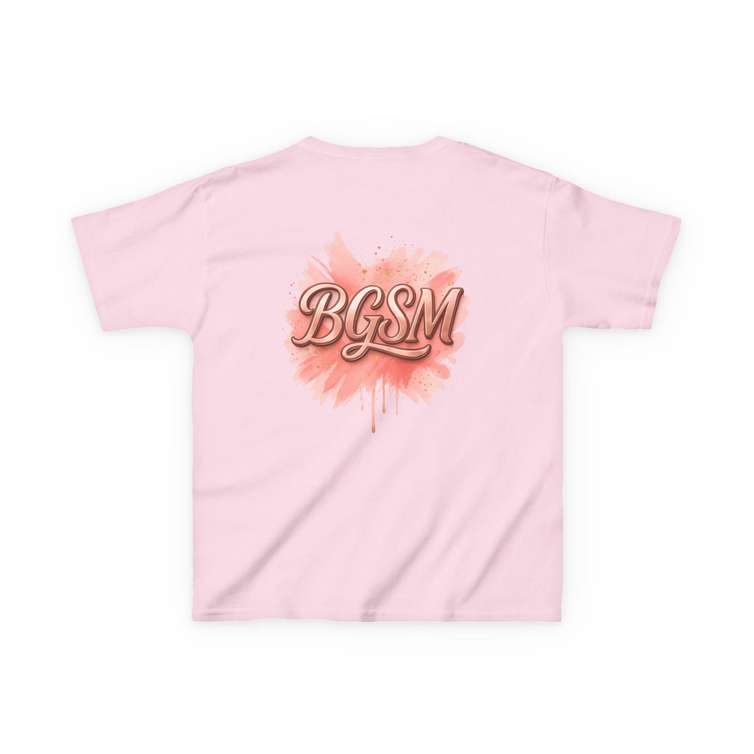 BGSM Kids T-Shirt - "Happy Easter" Colorful Block Letters Tee (Back BGSM Watercolor Accent)