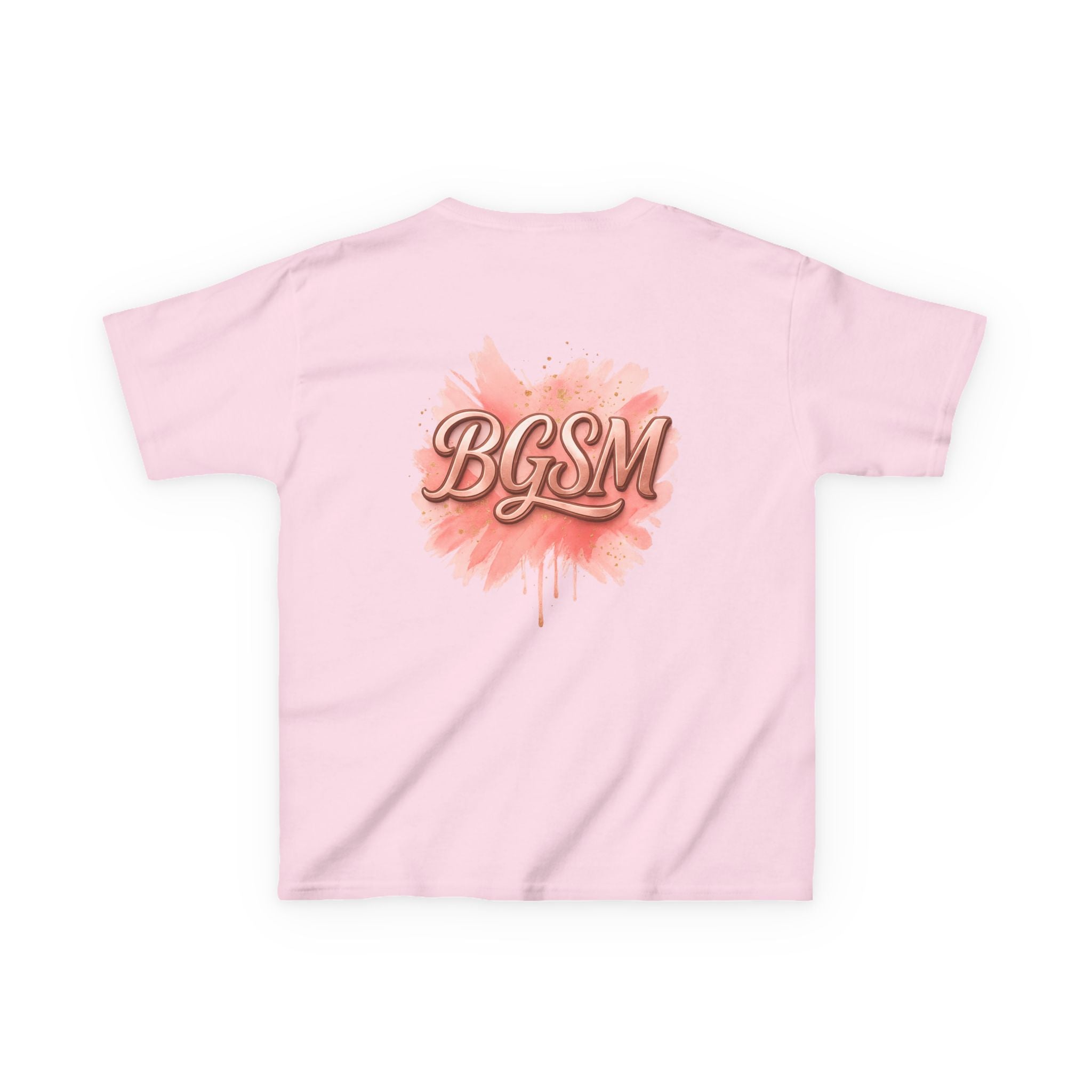 BGSM Kids T-Shirt - "Happy Easter" Colorful Block Letters Tee (Back BGSM Watercolor Accent)