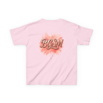 BGSM Kids T-Shirt - "Happy Easter" Colorful Block Letters Tee (Back BGSM Watercolor Accent)