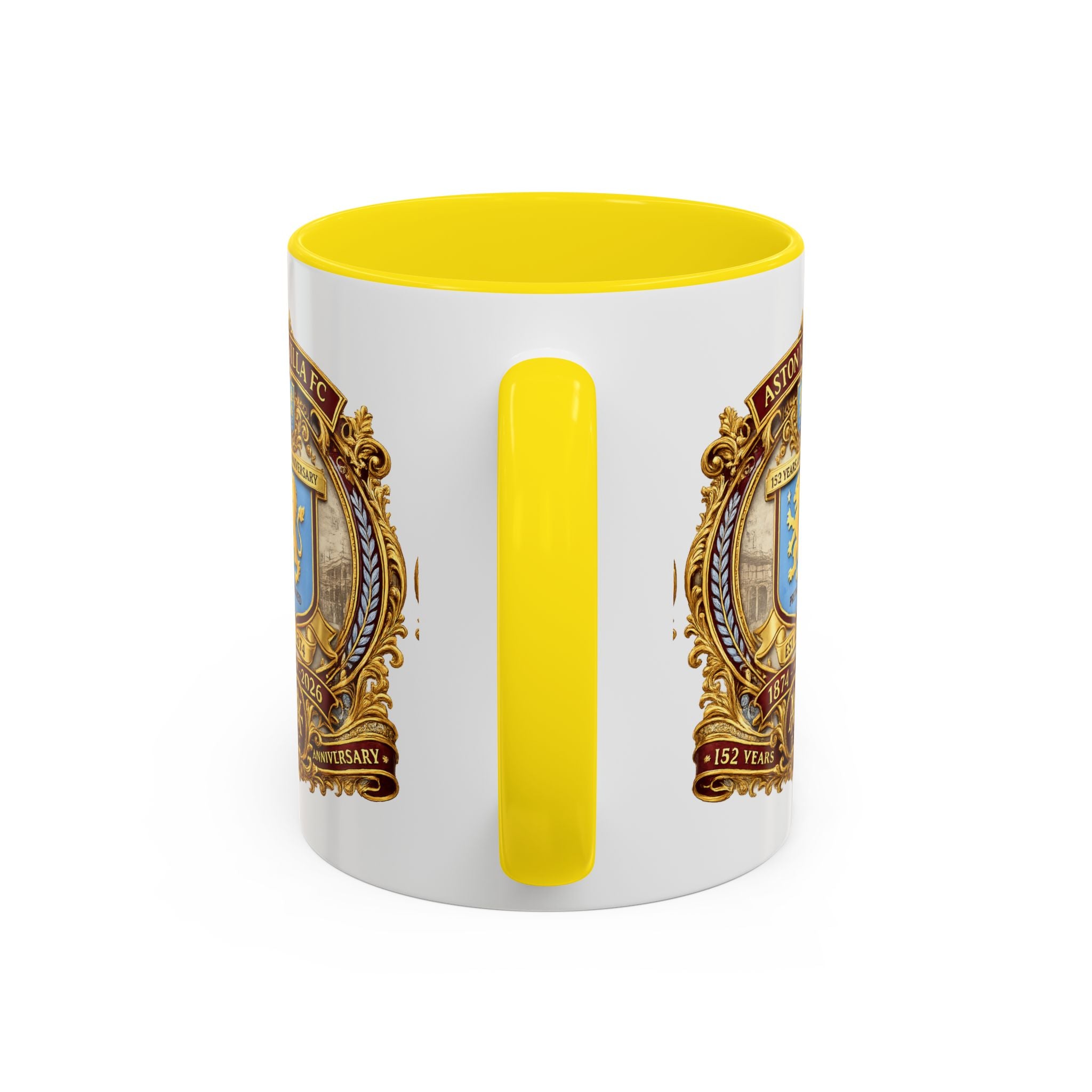 Aston Villa Crest Coffee Mug – 1874–2026 Anniversary Accent Mug (11/15 oz)