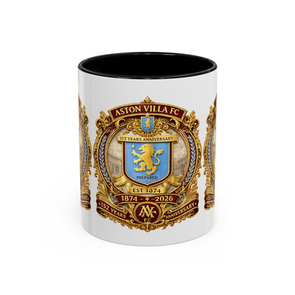 Aston Villa Crest Coffee Mug – 1874–2026 Anniversary Accent Mug (11/15 oz)