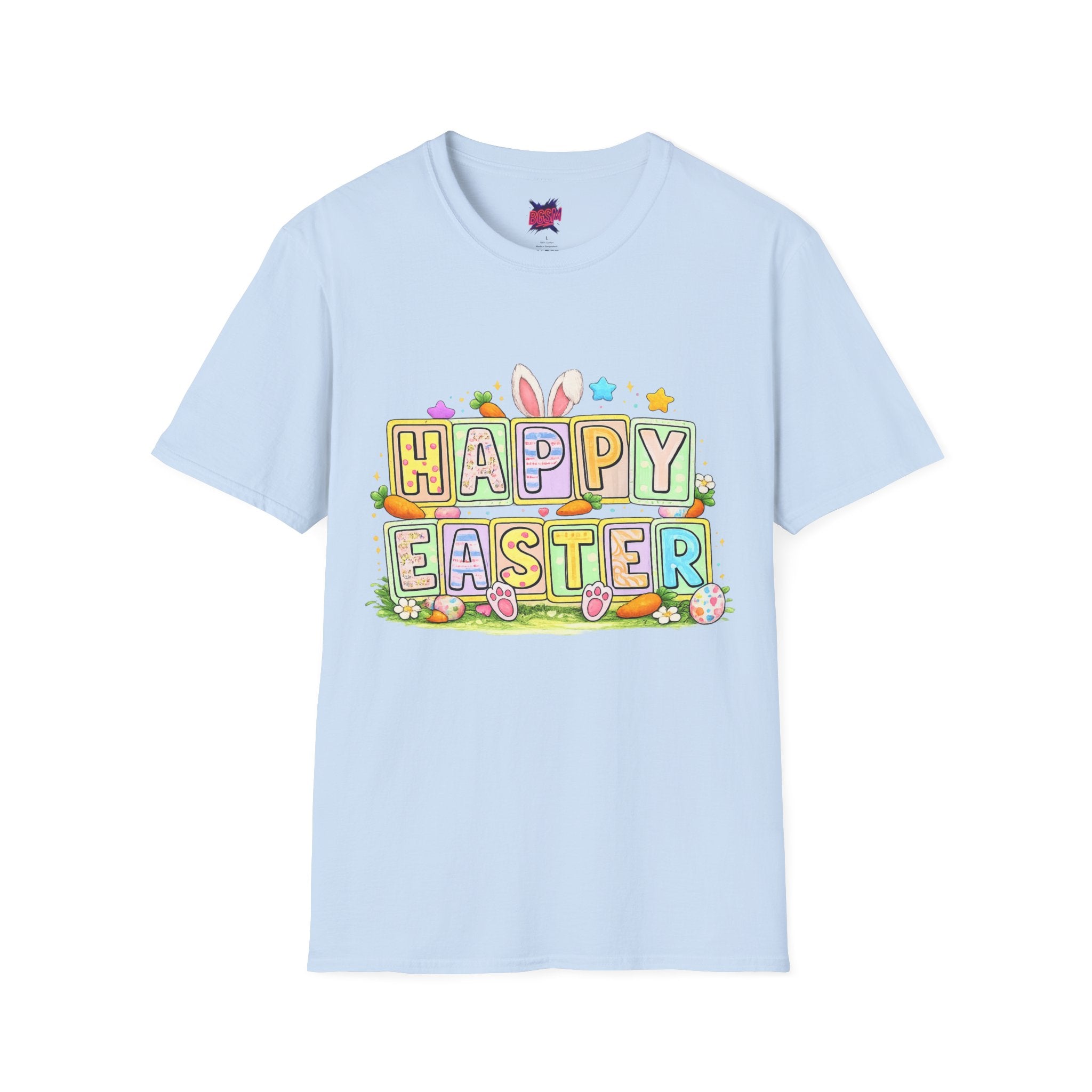 BGSM Happy Easter T-Shirt — Pastel Bunny &amp; Eggs Holiday Tee