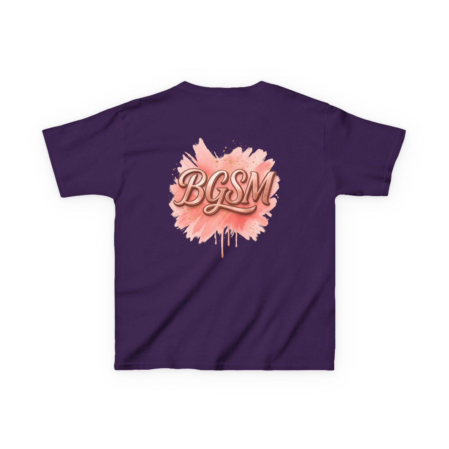 BGSM Kids T-Shirt - "Happy Easter" Colorful Block Letters Tee (Back BGSM Watercolor Accent)