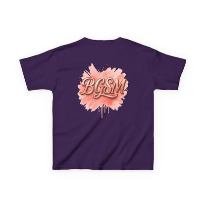 BGSM Kids T-Shirt - "Happy Easter" Colorful Block Letters Tee (Back BGSM Watercolor Accent)