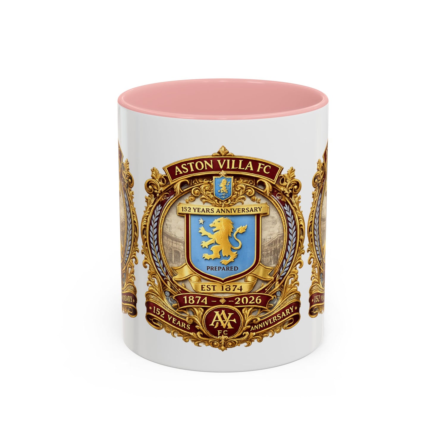 Aston Villa Crest Coffee Mug – 1874–2026 Anniversary Accent Mug (11/15 oz)
