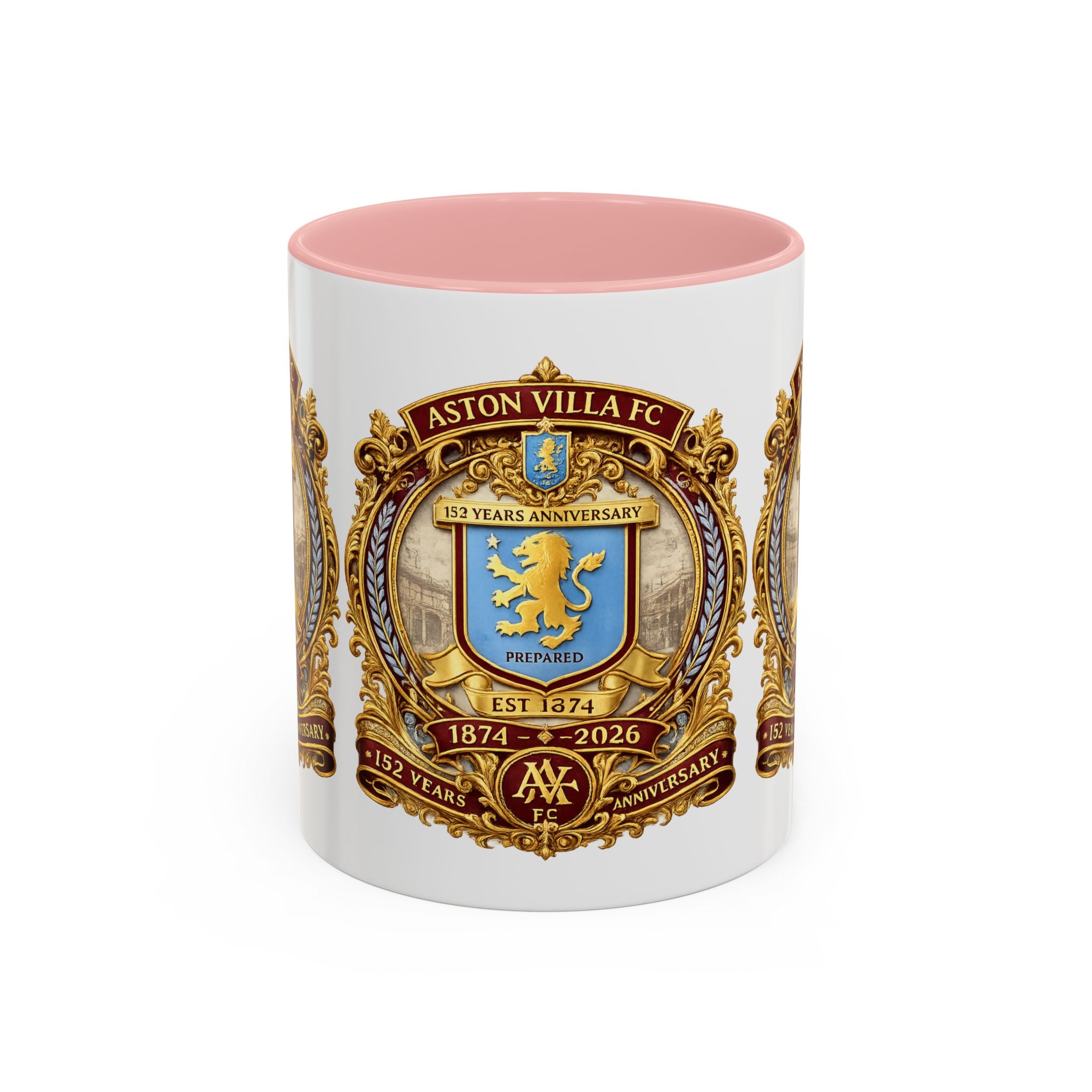 Aston Villa Crest Coffee Mug – 1874–2026 Anniversary Accent Mug (11/15 oz)