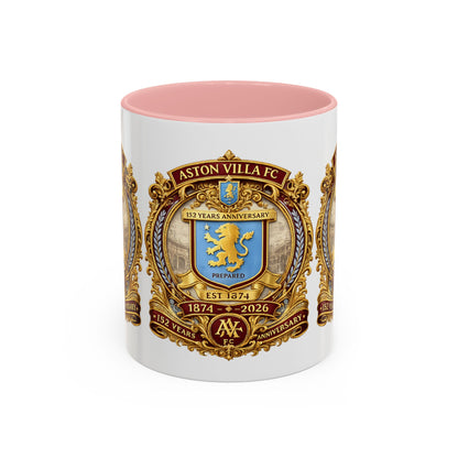 Aston Villa Crest Coffee Mug – 1874–2026 Anniversary Accent Mug (11/15 oz)
