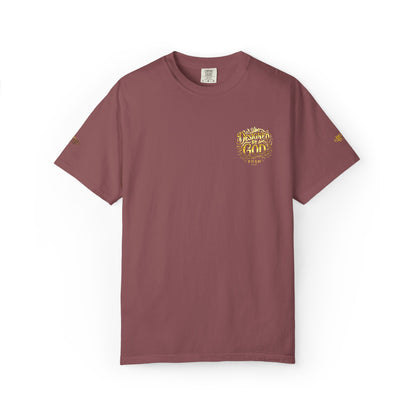 Autumn Fox Pocket T-Shirt — Rust Garment-Dyed Tee with Pocket Fox Design