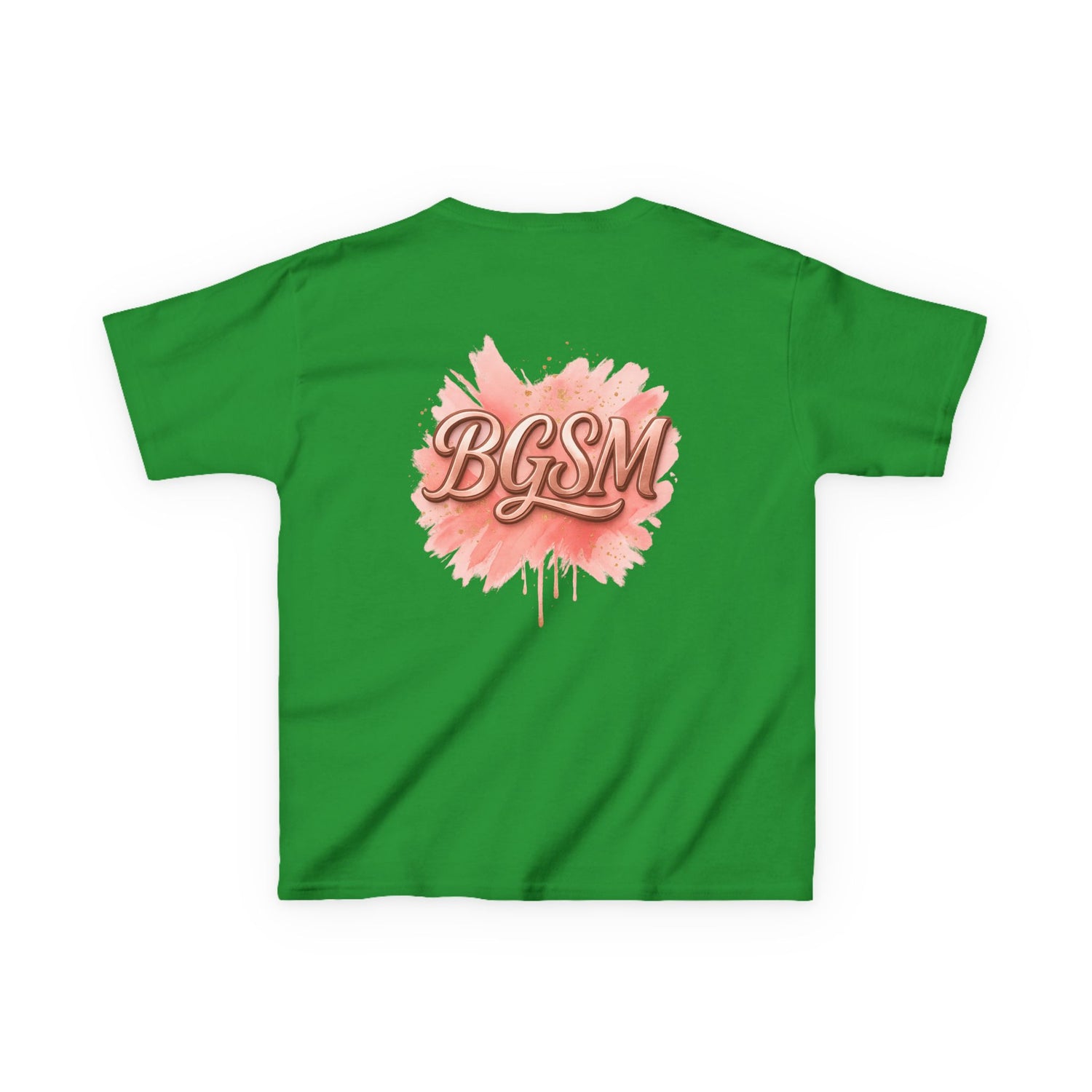 BGSM Kids T-Shirt - "Happy Easter" Colorful Block Letters Tee (Back BGSM Watercolor Accent)