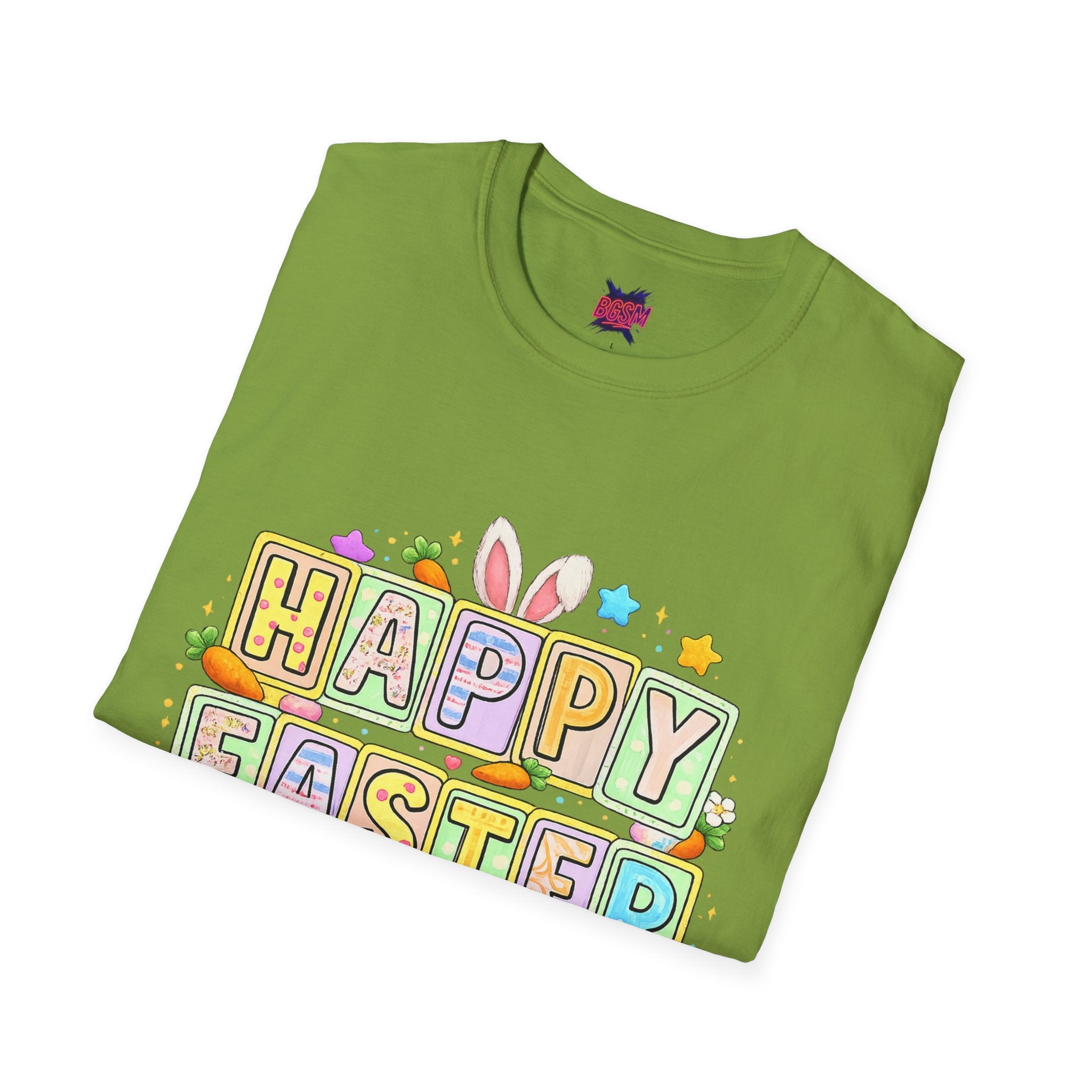 BGSM Happy Easter T-Shirt — Pastel Bunny &amp; Eggs Holiday Tee