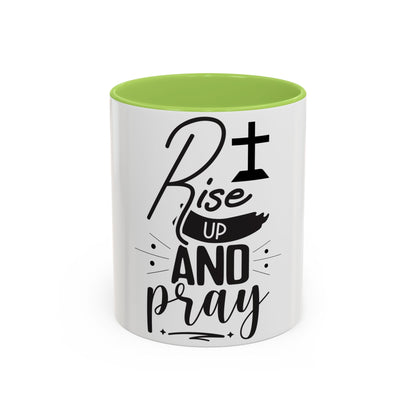 Rise Up and Pray Accent Coffee Mug – Inspirational Christian Coffee Cup