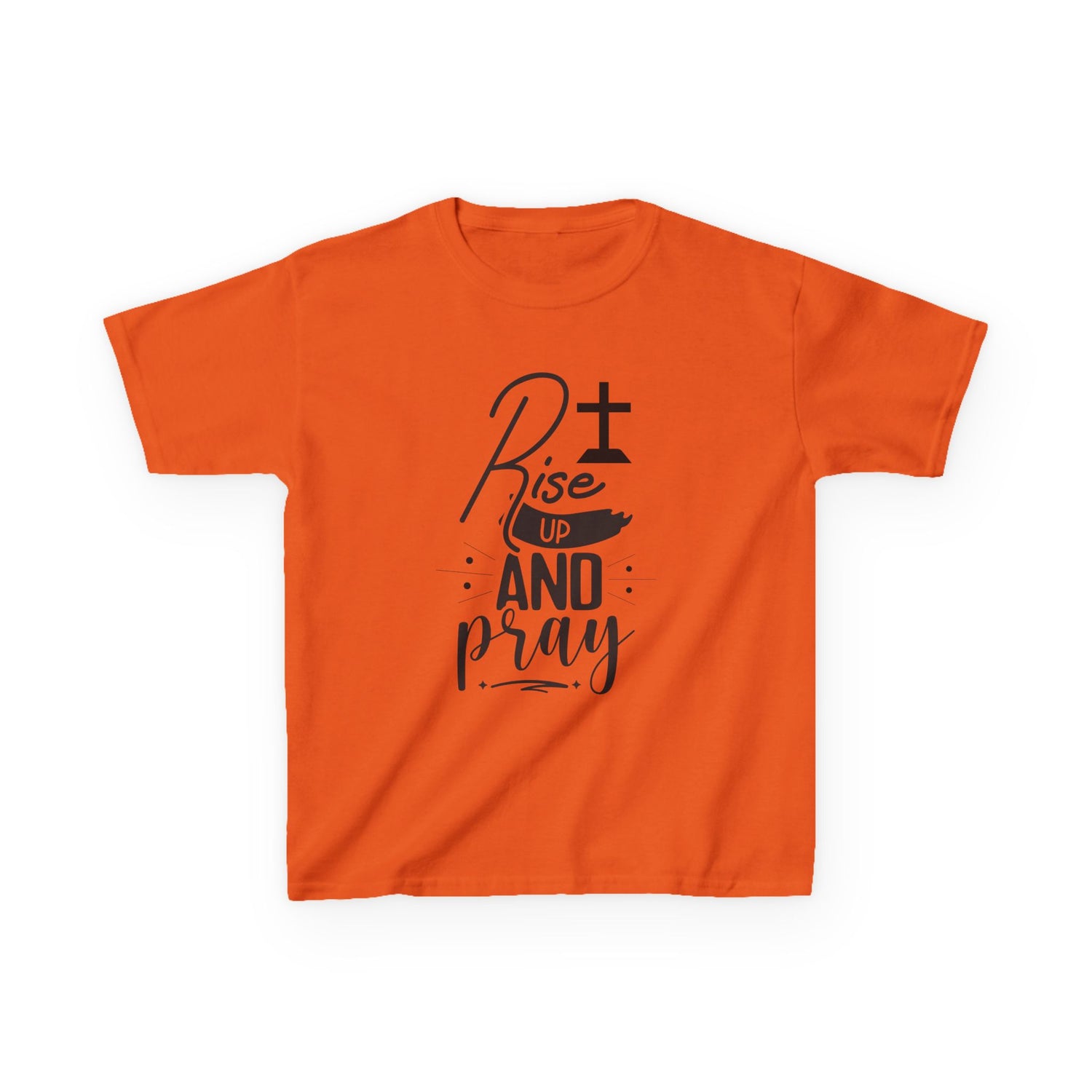 Kids Tee — "Rise Up and Pray" Christian Prayer Shirt with BGSM Back Logo
