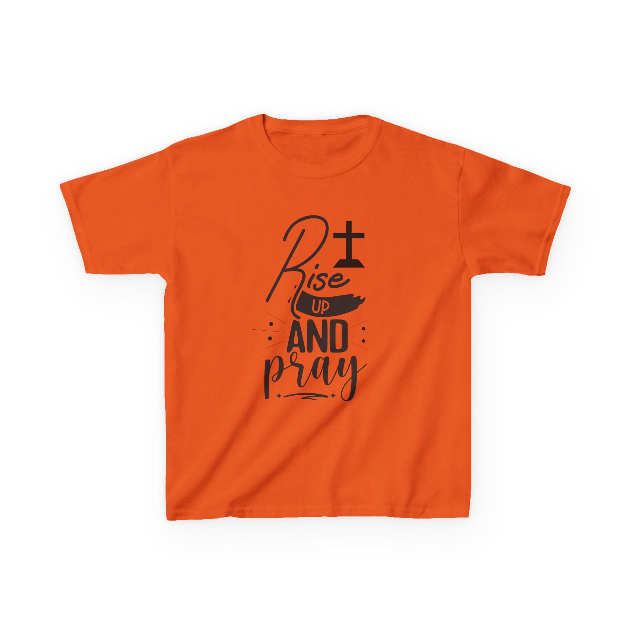 Kids Tee — "Rise Up and Pray" Christian Prayer Shirt with BGSM Back Logo
