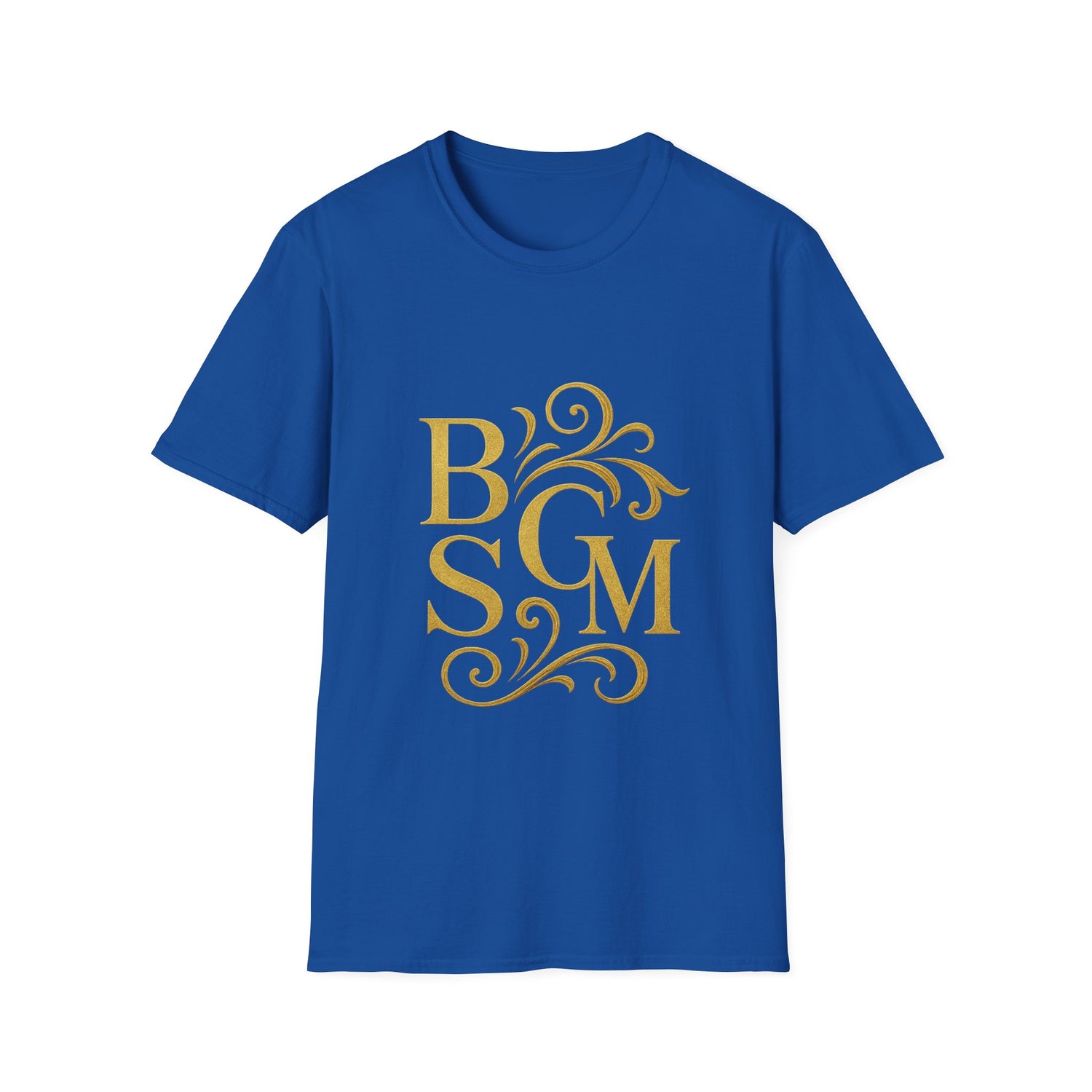 BGSM Monogram T-Shirt — Decorative Gold Front &amp; Blue Circle Back