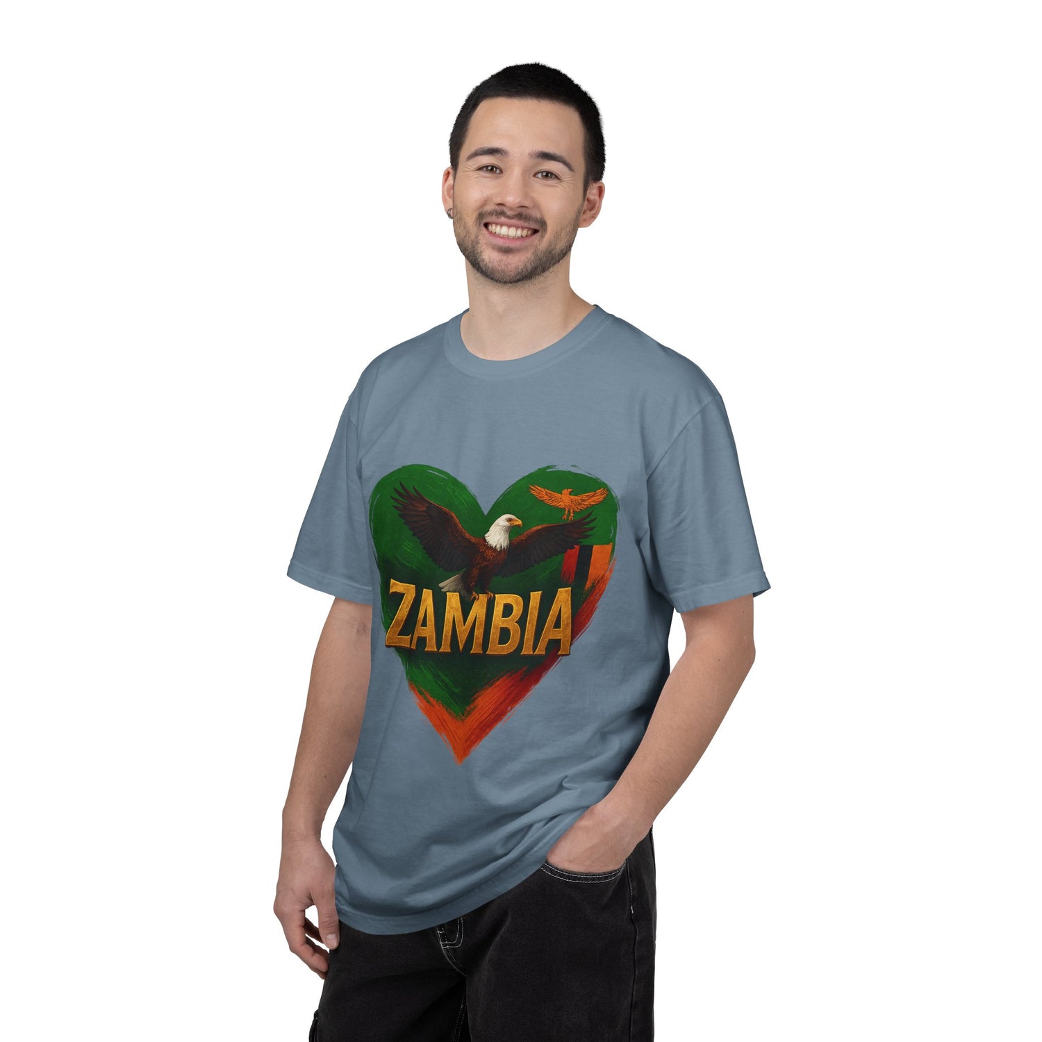 BGSM Zambia Heart Eagle T-Shirt — Patriotic Zambia Graphic Tee