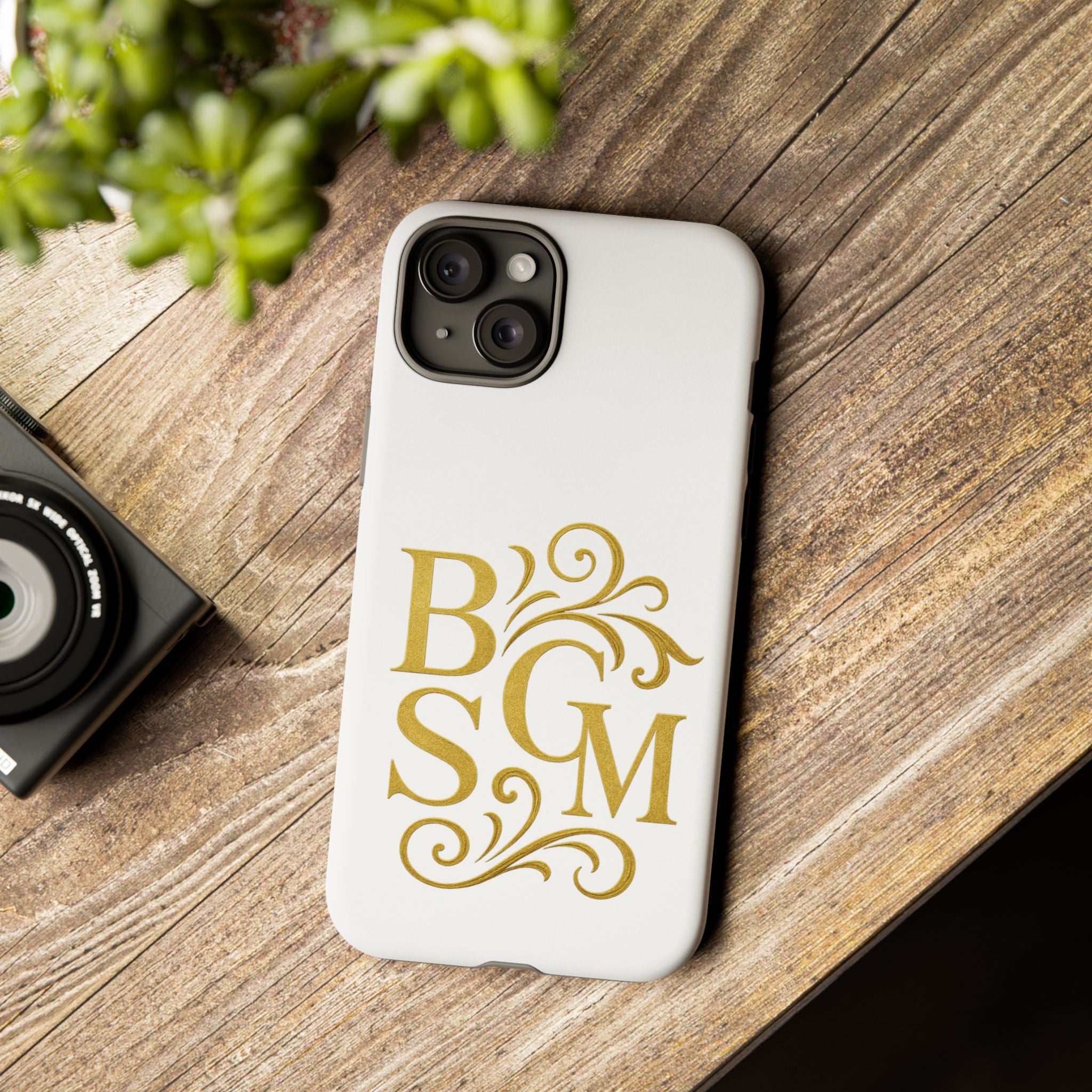 Monogram Tough Case – Elegant Gold B S G M Flourish Phone Case