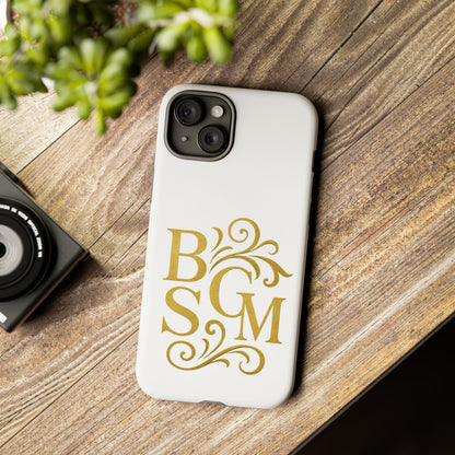 Monogram Tough Case – Elegant Gold B S G M Flourish Phone Case
