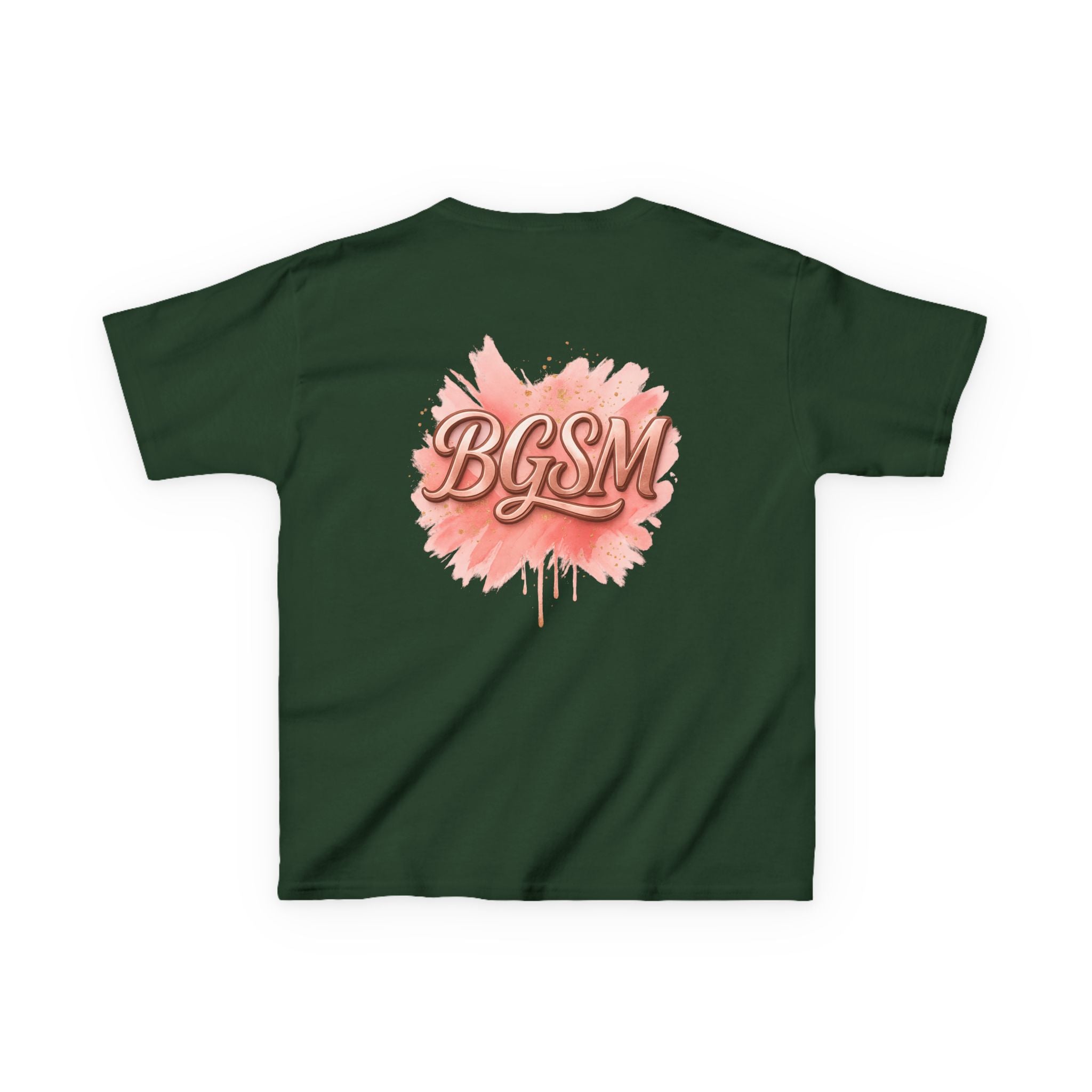 BGSM Kids T-Shirt - "Happy Easter" Colorful Block Letters Tee (Back BGSM Watercolor Accent)
