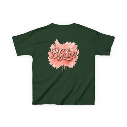BGSM Kids T-Shirt - "Happy Easter" Colorful Block Letters Tee (Back BGSM Watercolor Accent)