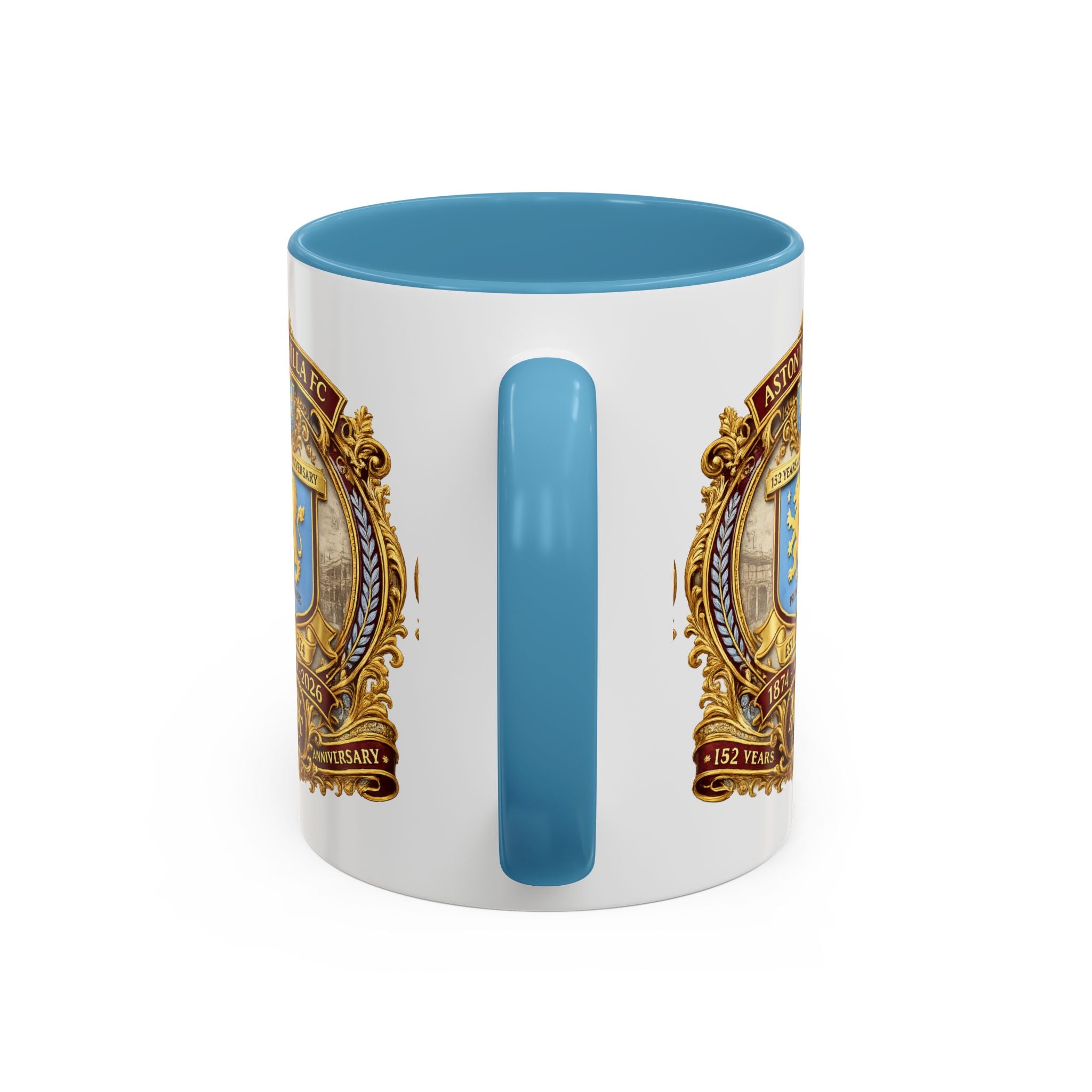 Aston Villa Crest Coffee Mug – 1874–2026 Anniversary Accent Mug (11/15 oz)