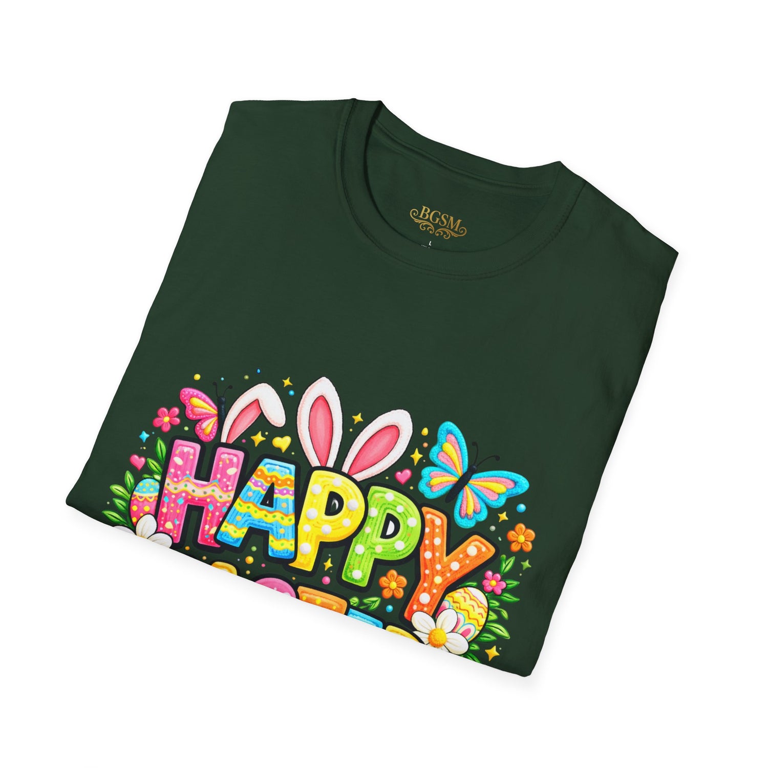 BGSM Easter Bunny Graphic T-Shirt — "Happy Easter" Colorful Holiday Tee
