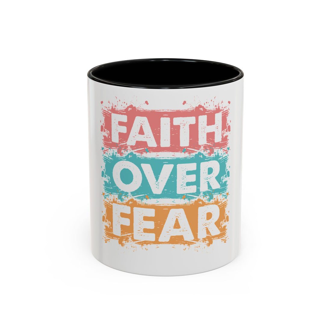 Faith Over Fear Accent Coffee Mug — Inspirational Christian Ceramic Mug (11/15oz)