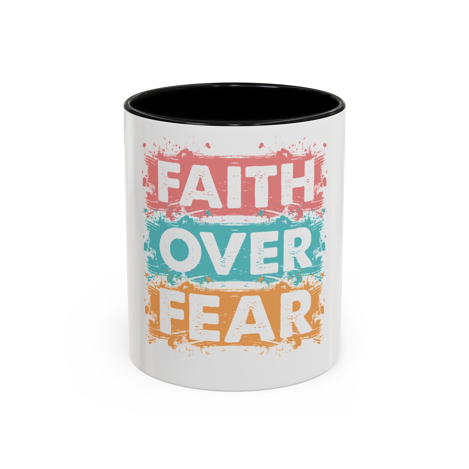 Faith Over Fear Accent Coffee Mug — Inspirational Christian Ceramic Mug (11/15oz)