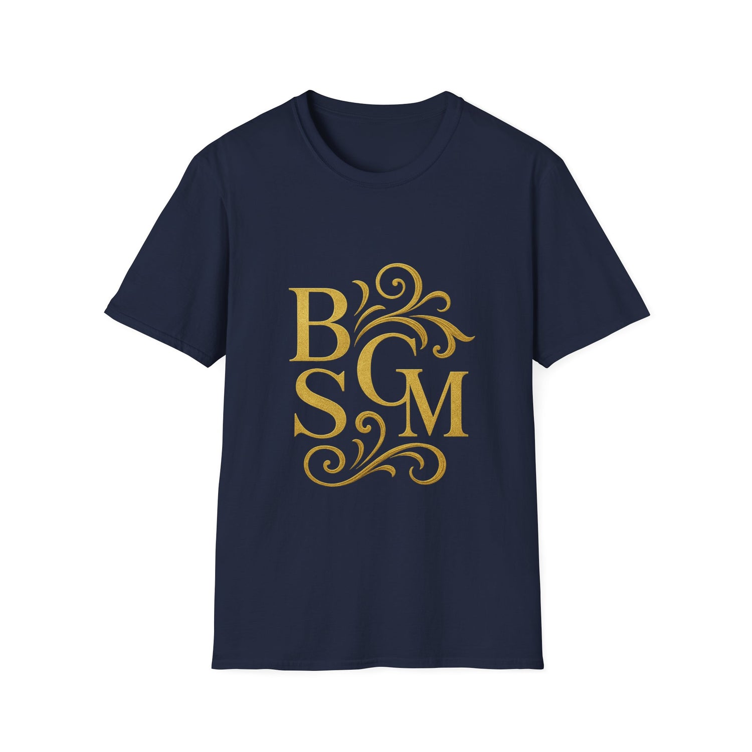 BGSM Monogram T-Shirt — Decorative Gold Front &amp; Blue Circle Back