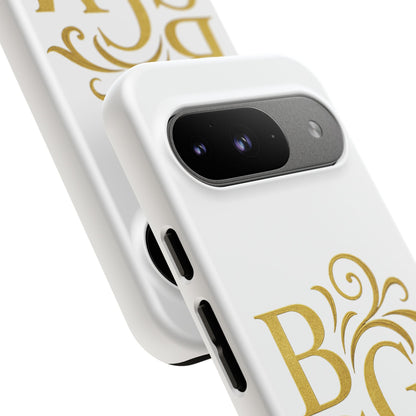 Monogram Tough Case – Elegant Gold B S G M Flourish Phone Case