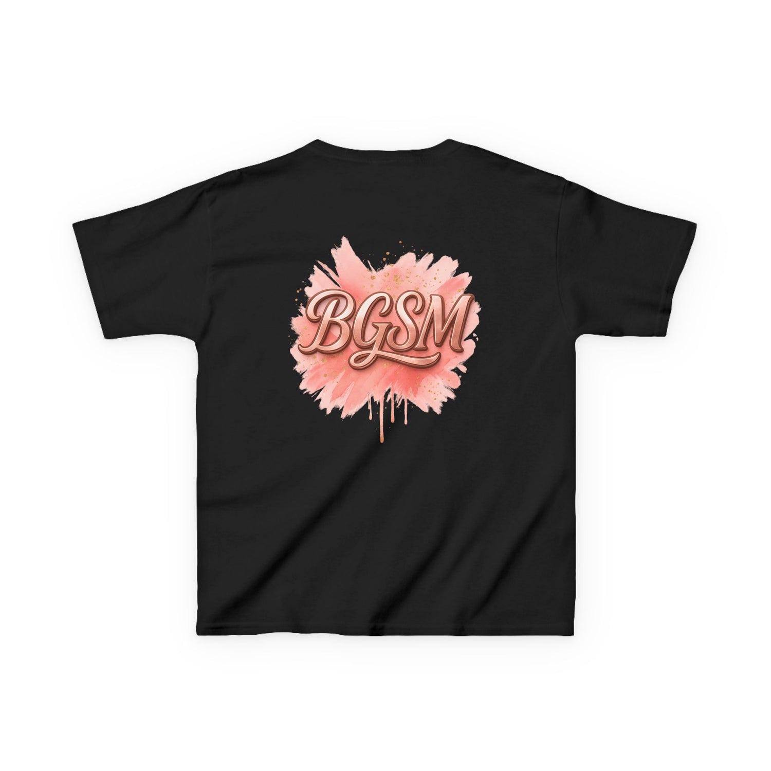 BGSM Kids T-Shirt - "Happy Easter" Colorful Block Letters Tee (Back BGSM Watercolor Accent)
