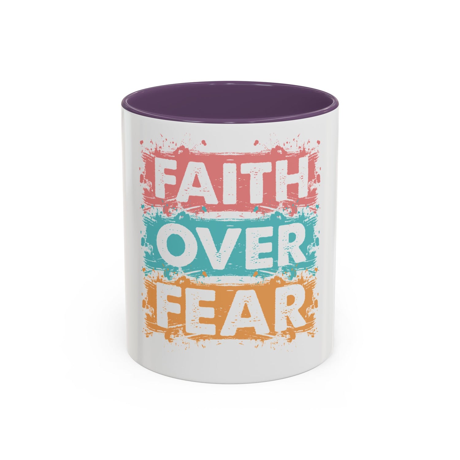 Faith Over Fear Accent Coffee Mug — Inspirational Christian Ceramic Mug (11/15oz)
