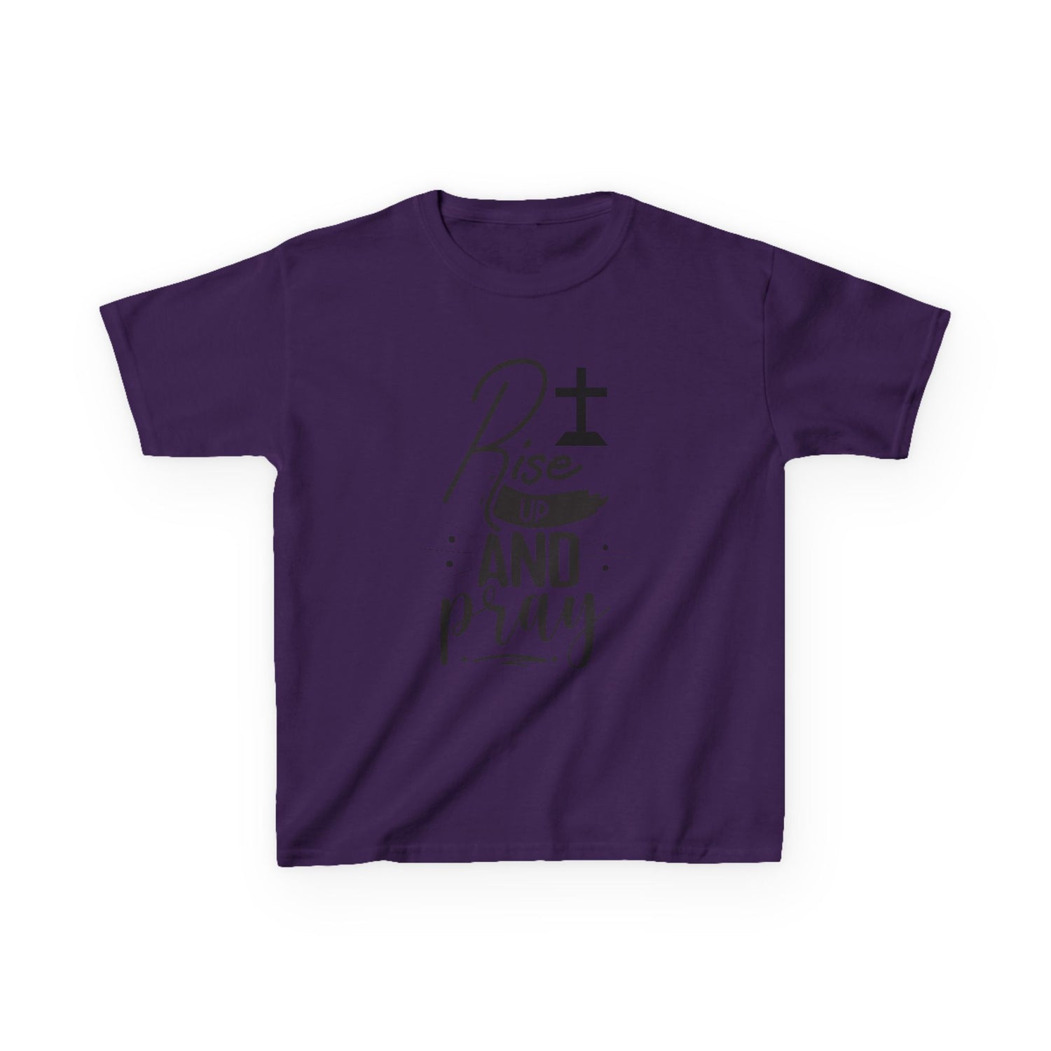 Kids Tee — "Rise Up and Pray" Christian Prayer Shirt with BGSM Back Logo