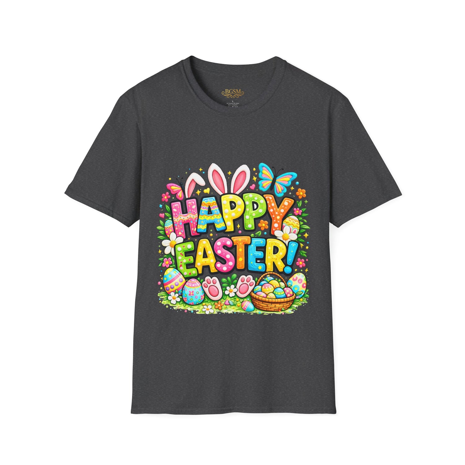 BGSM Easter Bunny Graphic T-Shirt — "Happy Easter" Colorful Holiday Tee