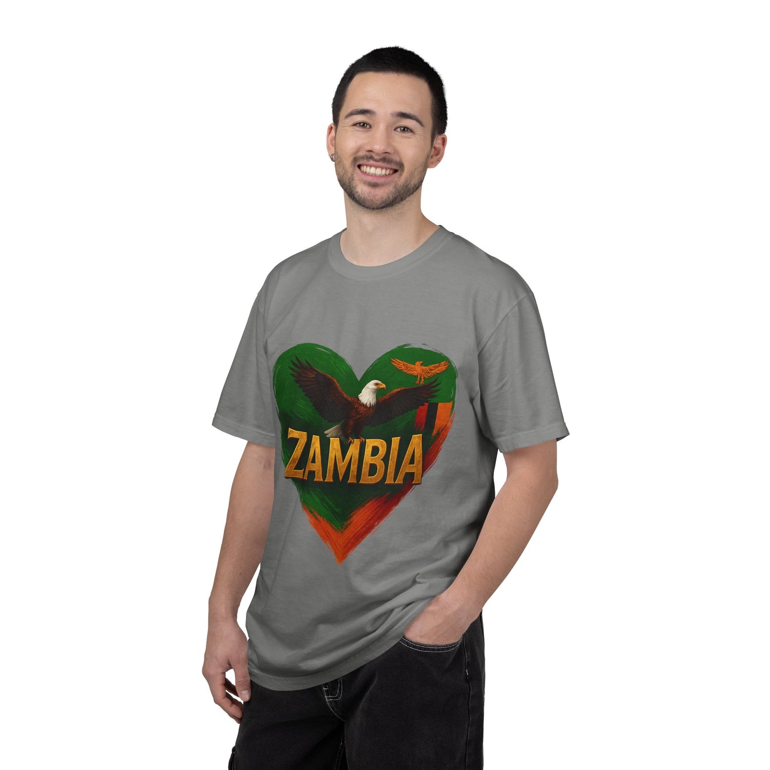 BGSM Zambia Heart Eagle T-Shirt — Patriotic Zambia Graphic Tee