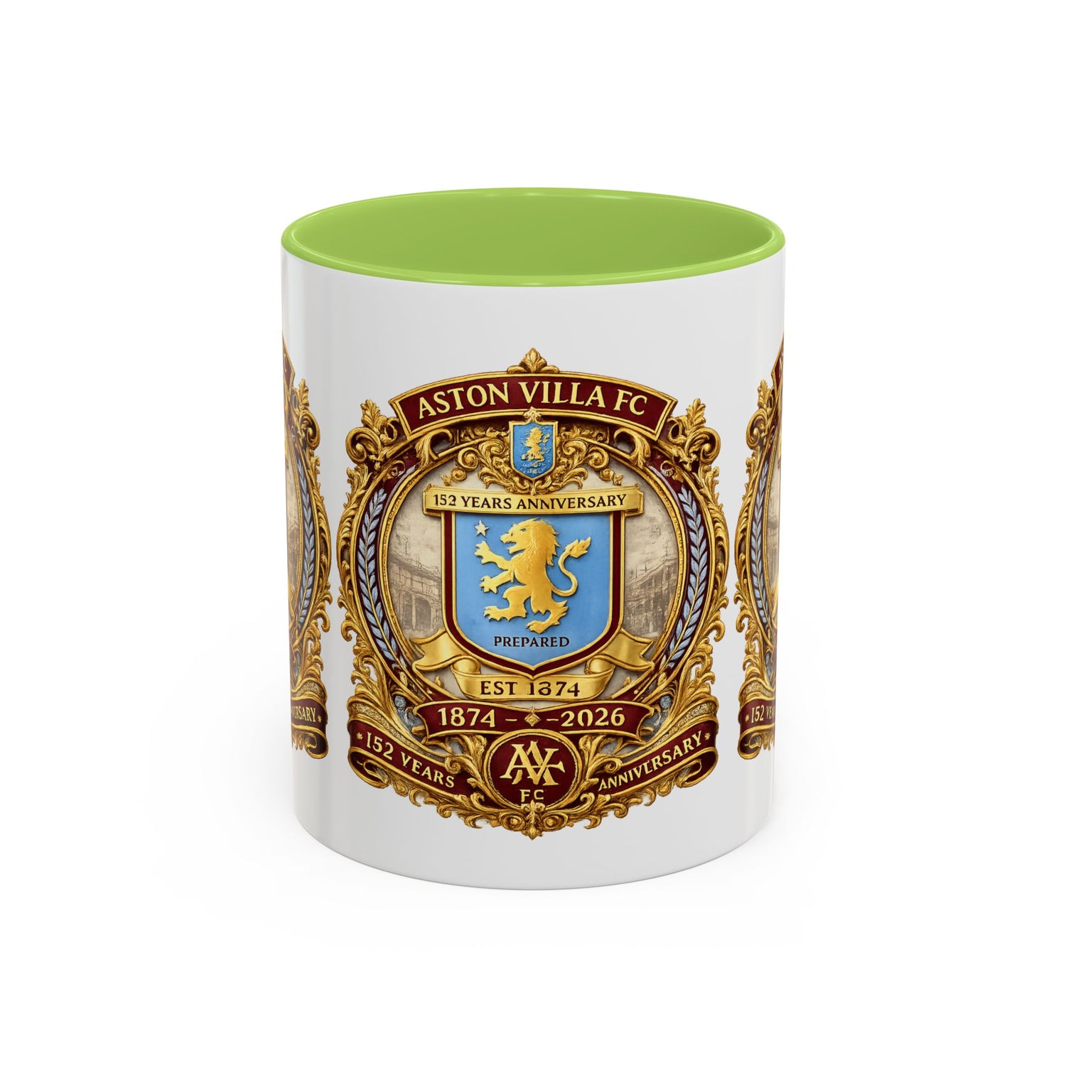 Aston Villa Crest Coffee Mug – 1874–2026 Anniversary Accent Mug (11/15 oz)