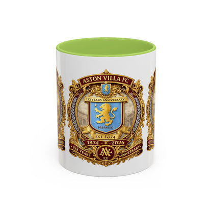 Aston Villa Crest Coffee Mug – 1874–2026 Anniversary Accent Mug (11/15 oz)