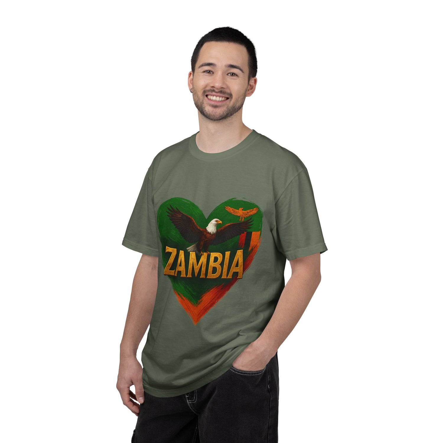 BGSM Zambia Heart Eagle T-Shirt — Patriotic Zambia Graphic Tee