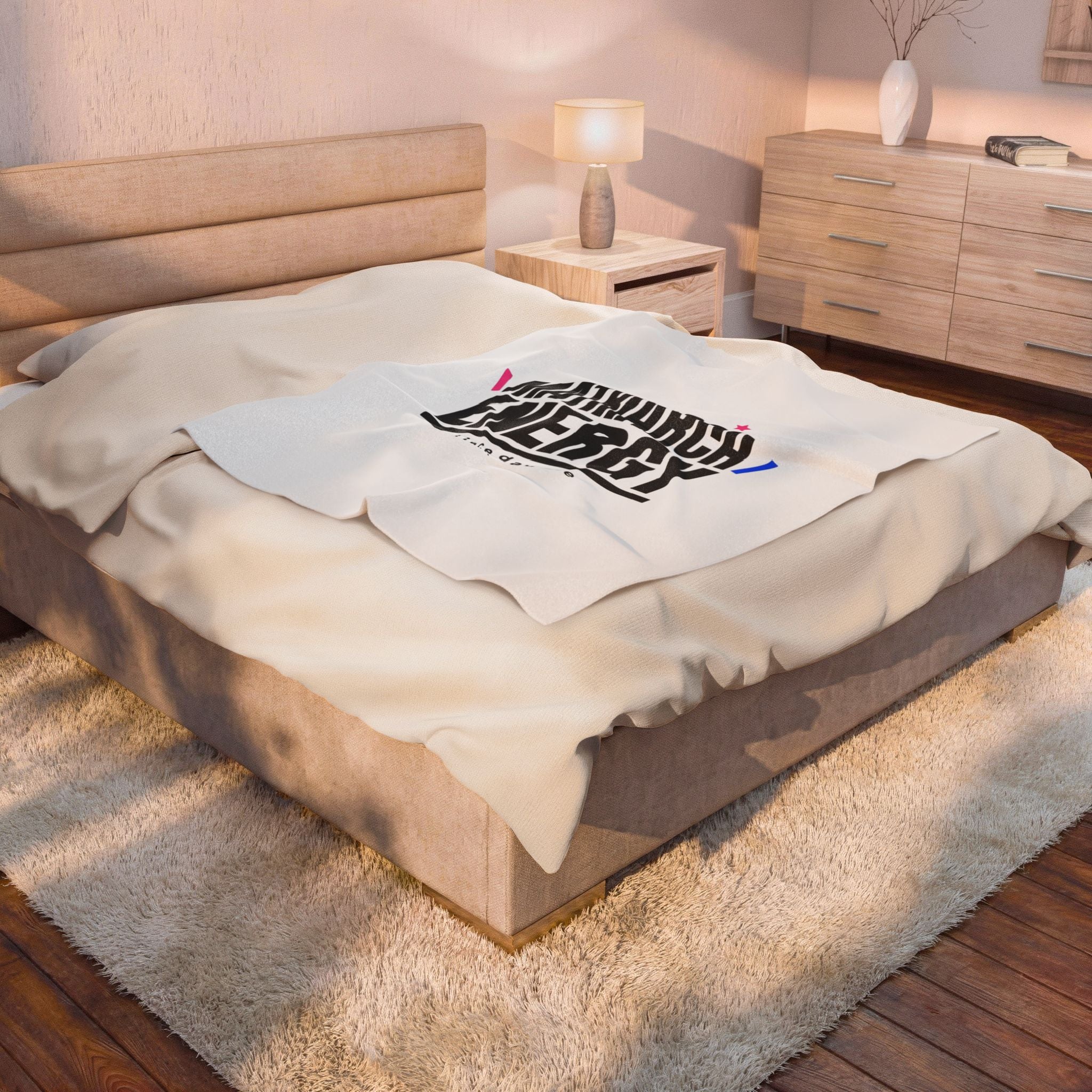 Matriarch Energy Velveteen Plush Blanket | Minimal Typographic Mom Throw