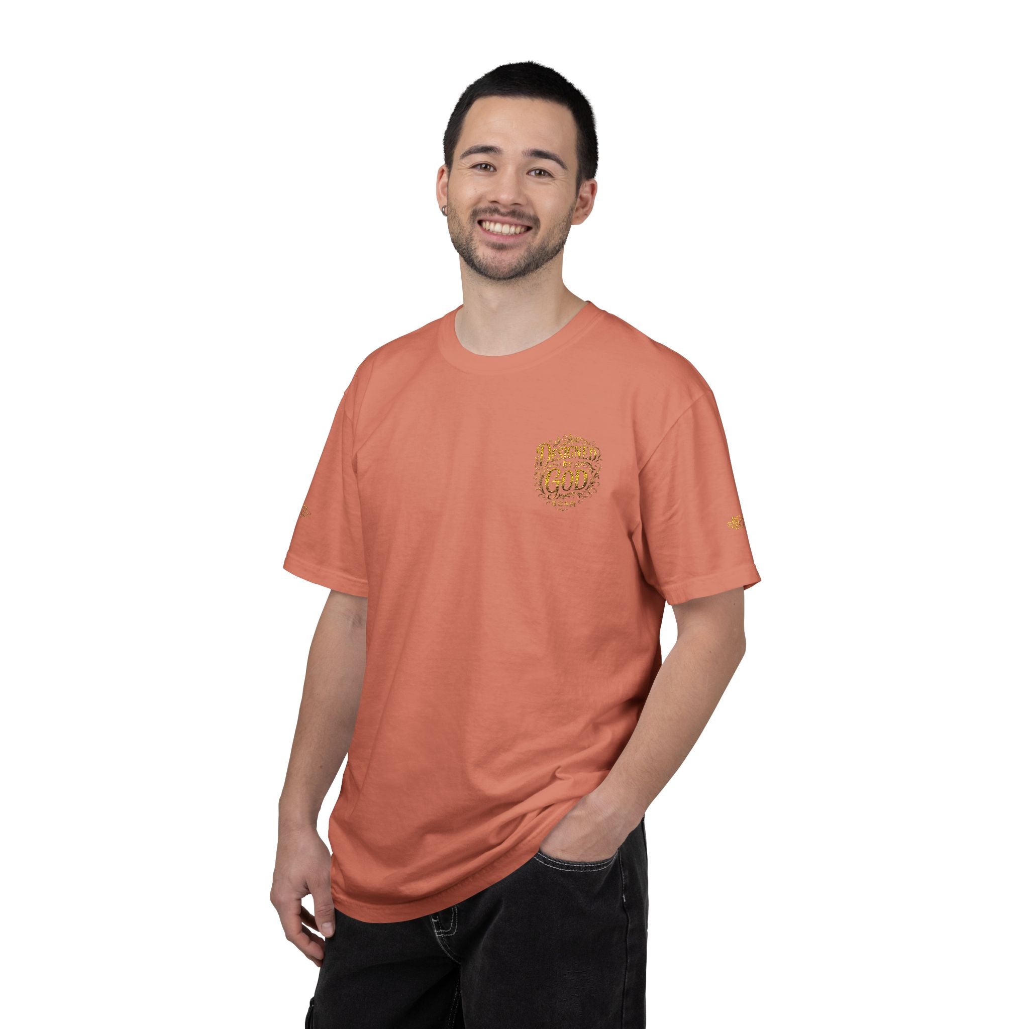 Autumn Fox Pocket T-Shirt — Rust Garment-Dyed Tee with Pocket Fox Design