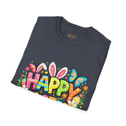 BGSM Easter Bunny Graphic T-Shirt — "Happy Easter" Colorful Holiday Tee