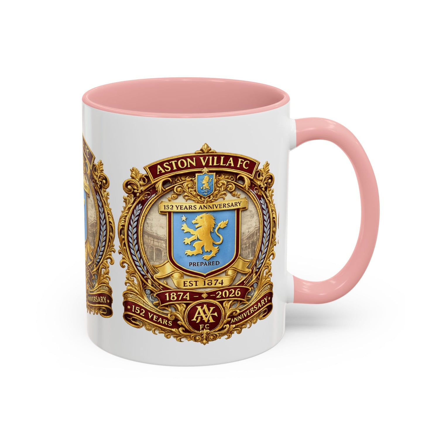 Aston Villa Crest Coffee Mug – 1874–2026 Anniversary Accent Mug (11/15 oz)