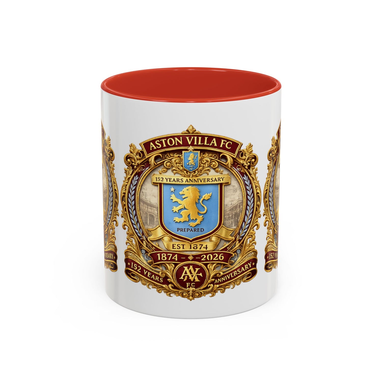 Aston Villa Crest Coffee Mug – 1874–2026 Anniversary Accent Mug (11/15 oz)
